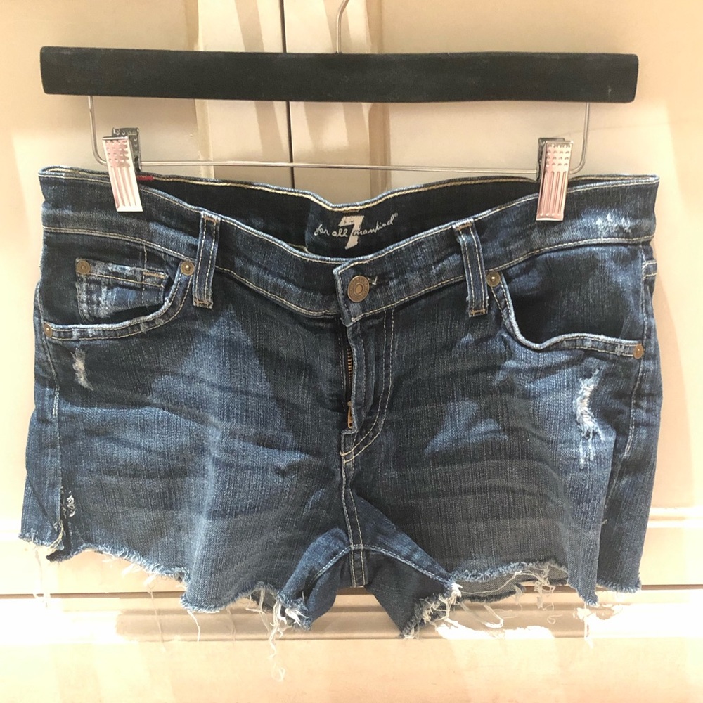7 for All Mankind Frayed Jean Shorts